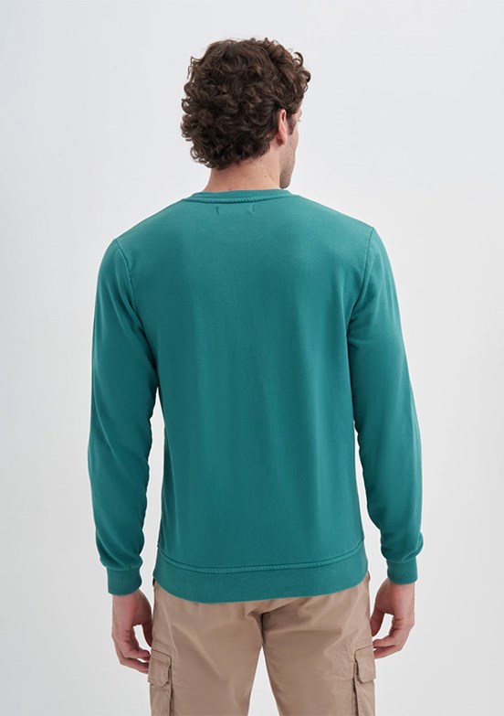 CAZADOR Caz 5610 Erkek Yeşil Bisiklet Yaka Sweatshirt