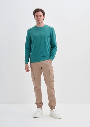 CAZADOR Caz 5610 Erkek Yeşil Bisiklet Yaka Sweatshirt