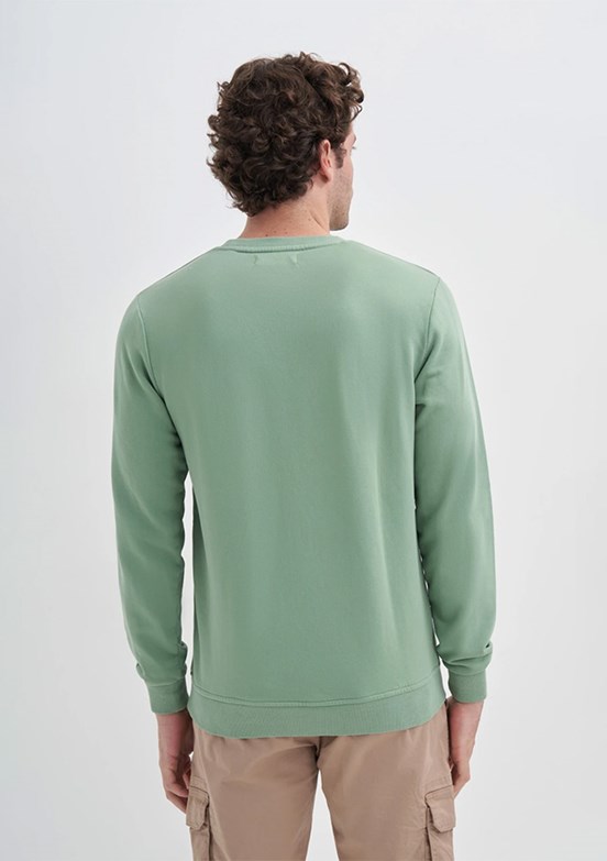 CAZADOR Caz 5610 Erkek Yeşil Bisiklet Yaka Sweatshirt