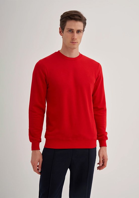 CAZADOR Caz 5610 Erkek Kirmizi Bisiklet Yaka Sweatshirt