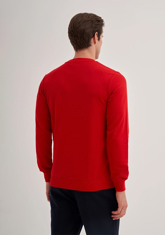 CAZADOR Caz 5610 Erkek Kirmizi Bisiklet Yaka Sweatshirt