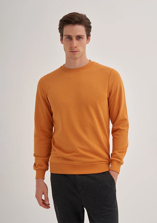 CAZADOR Caz 5610 Erkek Turuncu Bisiklet Yaka Sweatshirt