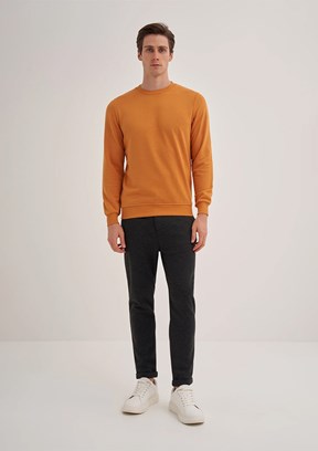 CAZADOR Caz 5610 Erkek Turuncu Bisiklet Yaka Sweatshirt