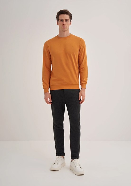 CAZADOR Caz 5610 Erkek Turuncu Bisiklet Yaka Sweatshirt