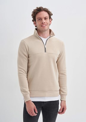 CAZADOR Caz 5618 Erkek Bej Dik Yaka Sweatshirt
