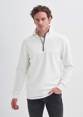 CAZADOR Beyaz Erkek Dik Yaka Sweatshirt