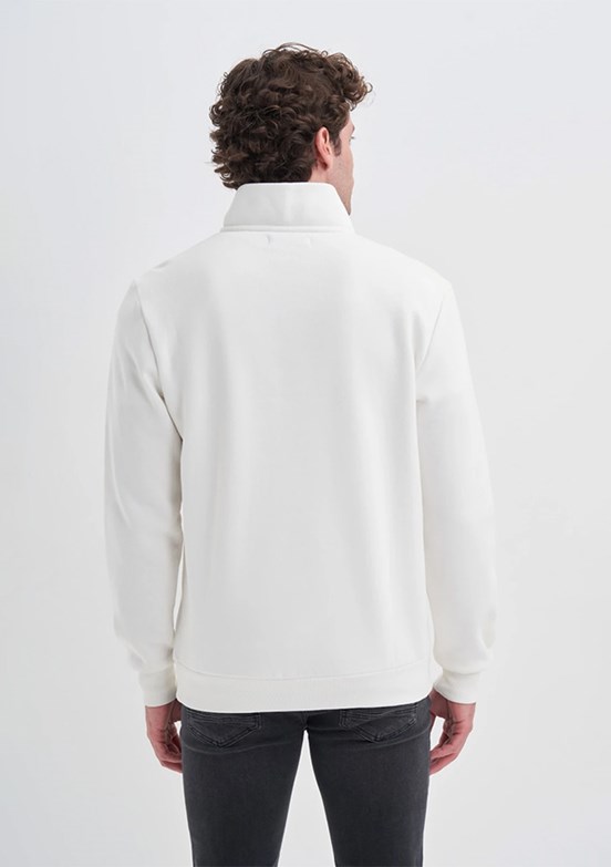 CAZADOR Beyaz Erkek Dik Yaka Sweatshirt