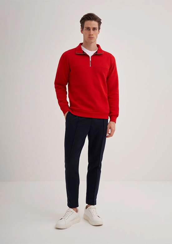 CAZADOR Caz 5618 Erkek Kirmizi Dik Yaka Sweatshirt