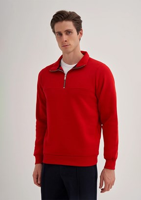 CAZADOR Caz 5618 Erkek Kirmizi Dik Yaka Sweatshirt