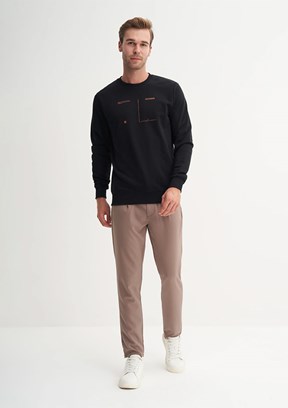 CAZADOR Caz 5618 Erkek Siyah Dik Yaka Sweatshirt