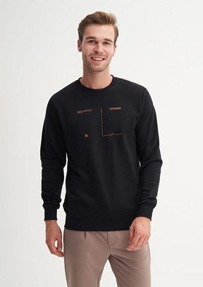CAZADOR Caz 5618 Erkek Siyah Dik Yaka Sweatshirt