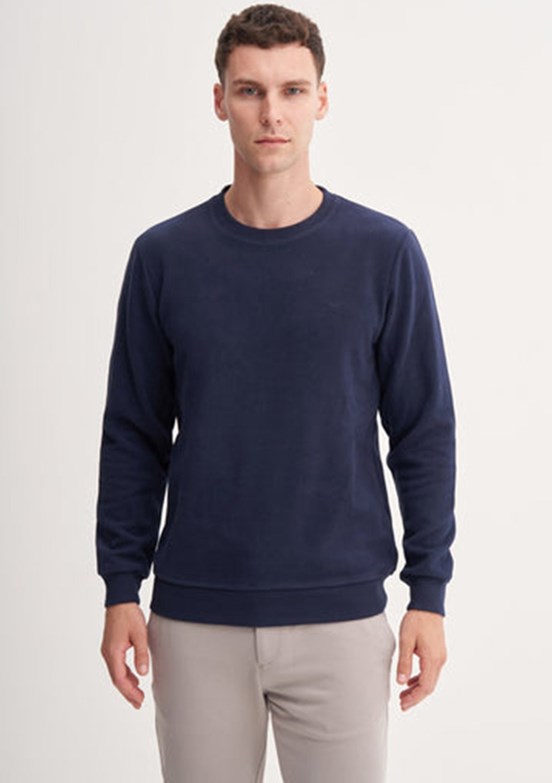 CAZADOR Caz 5640 Erkek Lacivert Bisiklet Yaka Sweatshirt