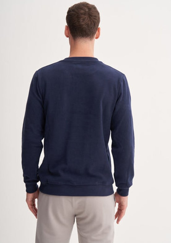 CAZADOR Caz 5640 Erkek Lacivert Bisiklet Yaka Sweatshirt