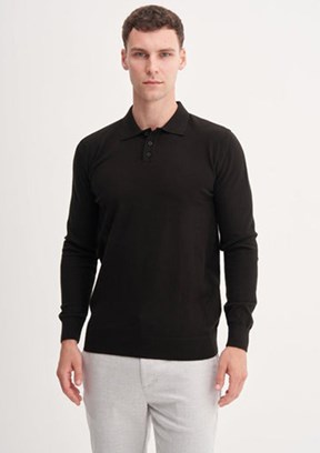CAZADOR Caz 3326 Erkek Siyah Polo Yaka Kazak