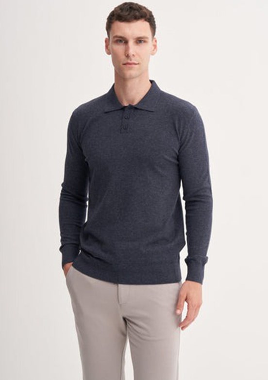 CAZADOR Caz 3326 Erkek Lacivert Polo Yaka Kazak