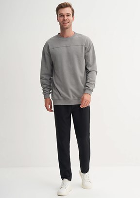 CAZADOR Gri Erkek Bisiklet Yaka Sweatshirt