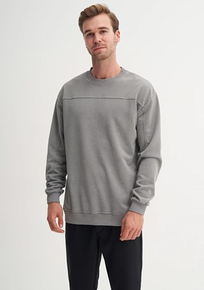 CAZADOR Gri Erkek Bisiklet Yaka Sweatshirt
