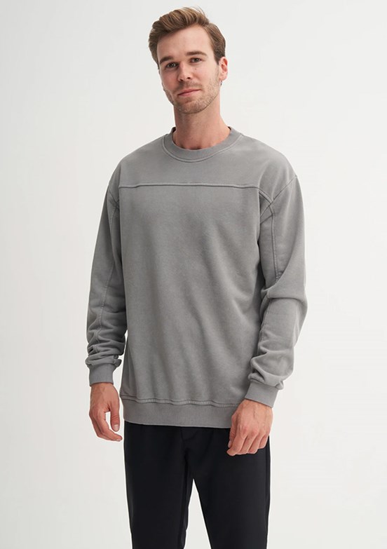 CAZADOR Gri Erkek Bisiklet Yaka Sweatshirt