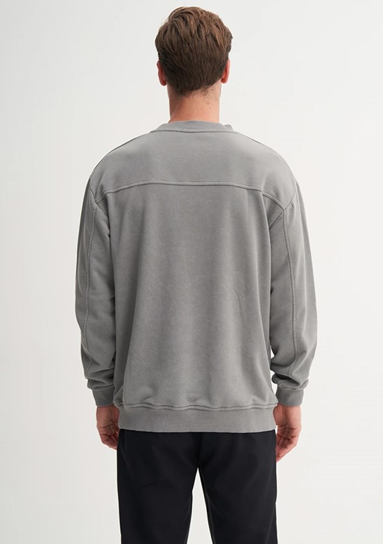 CAZADOR Gri Erkek Bisiklet Yaka Sweatshirt