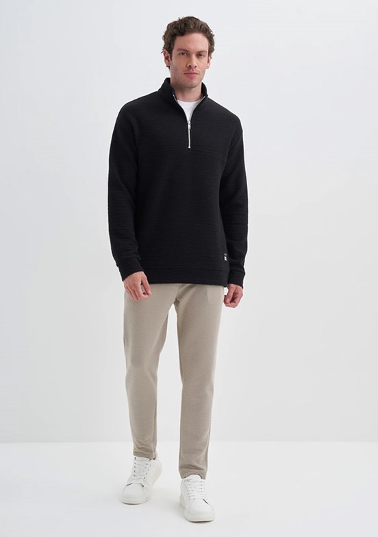 CAZADOR Siyah Erkek Dik Yaka Sweatshirt