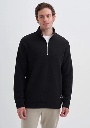 CAZADOR Siyah Erkek Dik Yaka Sweatshirt