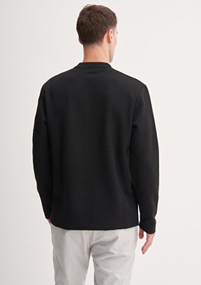 CAZADOR Caz 5342 Erkek Siyah Polo Yaka Sweatshirt