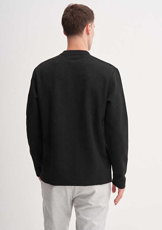 CAZADOR Caz 5342 Erkek Siyah Polo Yaka Sweatshirt