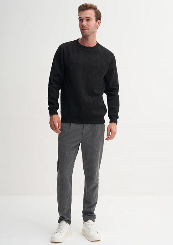 CAZADOR Siyah Erkek Bisiklet Yaka Sweatshirt