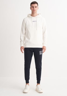 CAZADOR Caz 5372 Erkek Beyaz Kapüşonlu Sweatshirt
