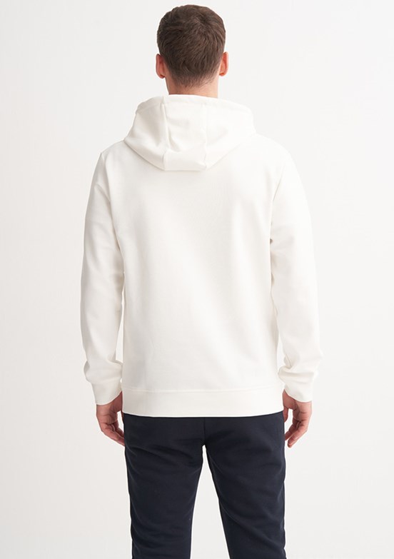 CAZADOR Caz 5372 Erkek Beyaz Kapüşonlu Sweatshirt
