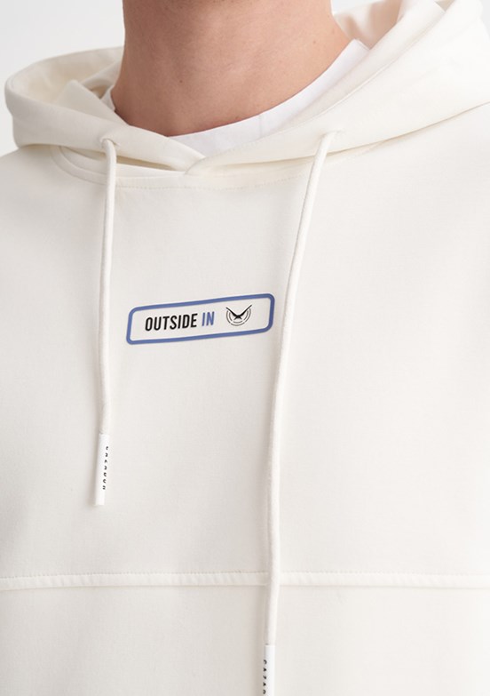 CAZADOR Caz 5372 Erkek Beyaz Kapüşonlu Sweatshirt
