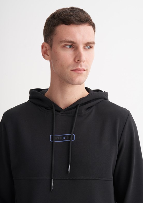 CAZADOR Caz 5372 Erkek Siyah Kapüşonlu Sweatshirt