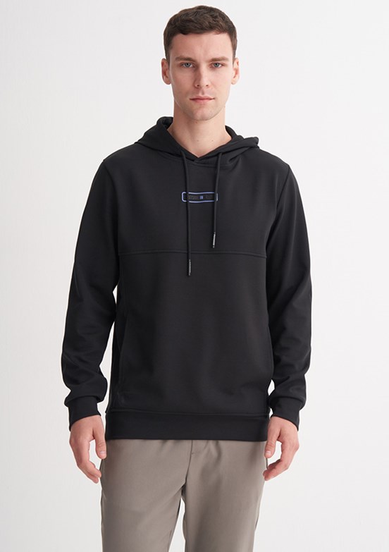 CAZADOR Caz 5372 Erkek Siyah Kapüşonlu Sweatshirt