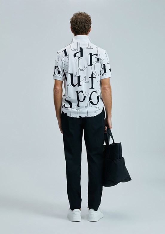 LUFİAN Beyaz Erkek Polo Yaka T-Shirt