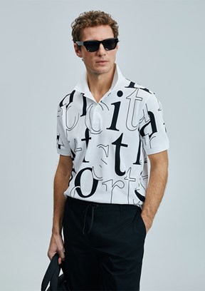 LUFİAN Beyaz Erkek Polo Yaka T-Shirt