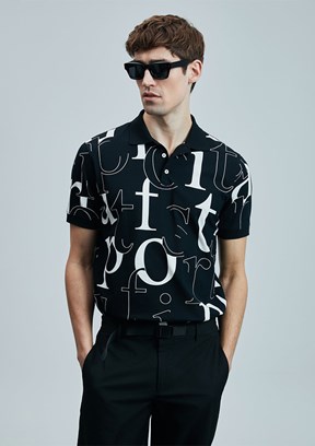 LUFİAN Siyah Erkek Polo Yaka T-Shirt