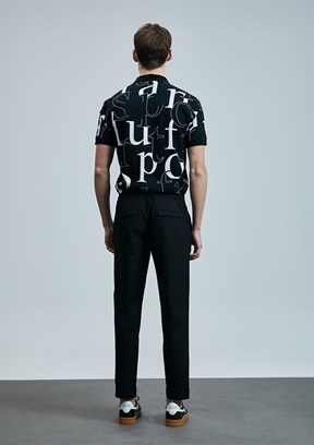 LUFİAN Siyah Erkek Polo Yaka T-Shirt
