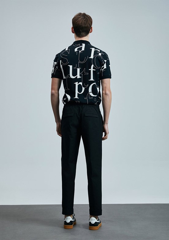 LUFİAN Siyah Erkek Polo Yaka T-Shirt