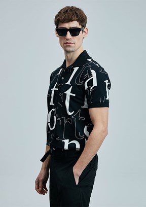 LUFİAN Siyah Erkek Polo Yaka T-Shirt