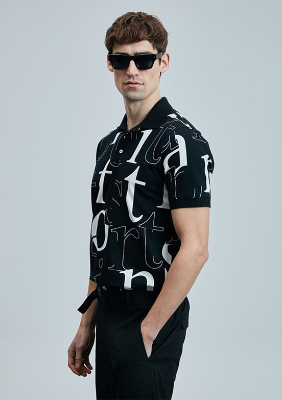 LUFİAN Siyah Erkek Polo Yaka T-Shirt