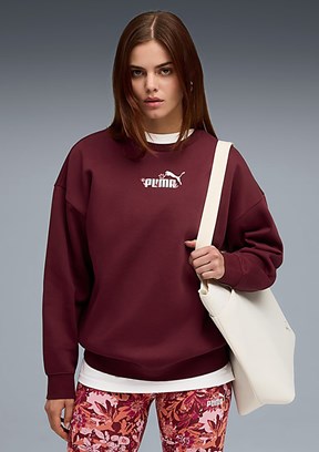 PUMA Bordo Kadın Ess Nature 2.0 Crew Baskılı Sweatshirt