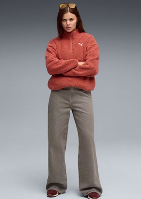 PUMA Ess Elevated Half-Zip Crew - 68811160 Kadın Kırmızı Kapüşonsuz Sweatshirt