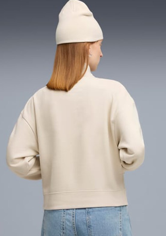 PUMA Beyaz Kadın CLASS Half-Zip Crew Kapüşonsuz Sweatshirt