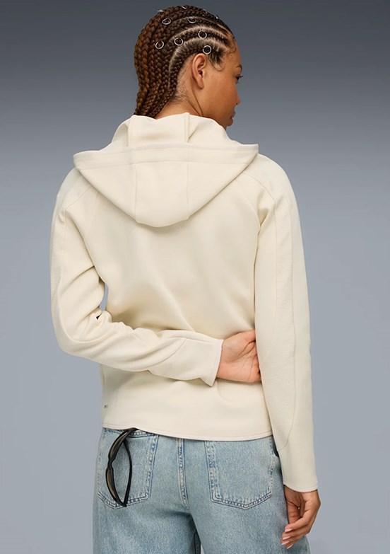 PUMA Beyaz Kadın Evostrıpe Full-Zip Kapüşonlu Sweatshirt