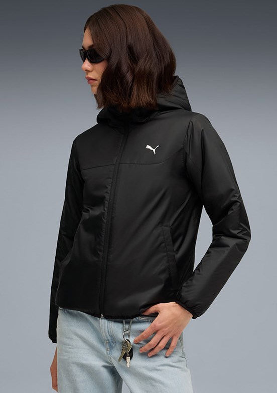 PUMA Siyah Kadın Ess Light Padded Kapüşonlu Mont