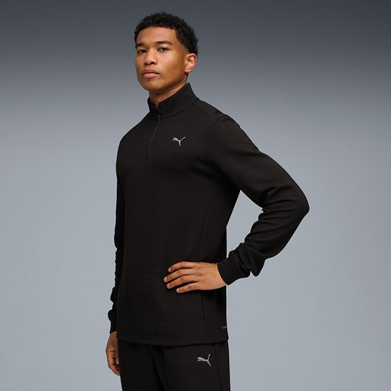 PUMA Siyah Erkek M Cloudspun 1/4 Zip Baskılı T-Shirt