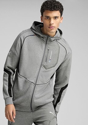 PUMA Bmw Mms Hooded - 63061503 Erkek Gri Fermuarlı Kapşonlu Sweatshirt