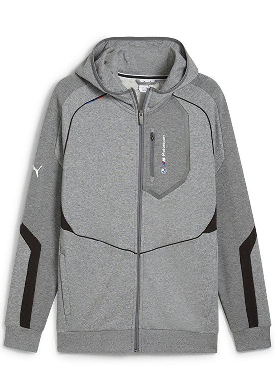 PUMA Bmw Mms Hooded - 63061503 Erkek Gri Fermuarlı Kapşonlu Sweatshirt