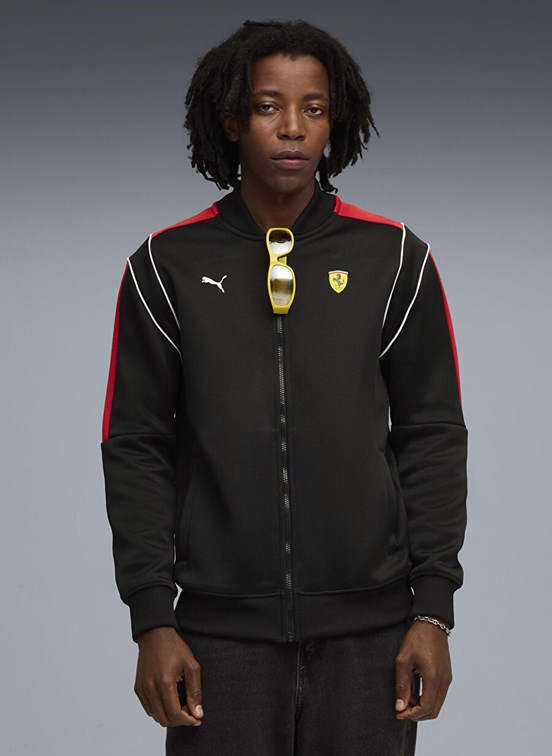 PUMA Ferrari Mt7 Track - 63276401 Erkek Siyah Kapüşonsuz Ceket
