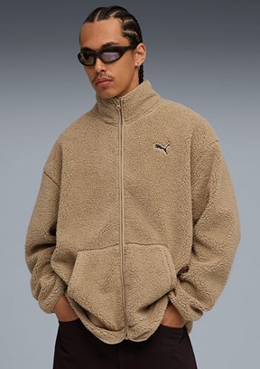 PUMA Ess Elevated Sherpa Ful-Zip - 68825955 Erkek Kahverengi Fermuarlı Kapşonlu Sweatshirt